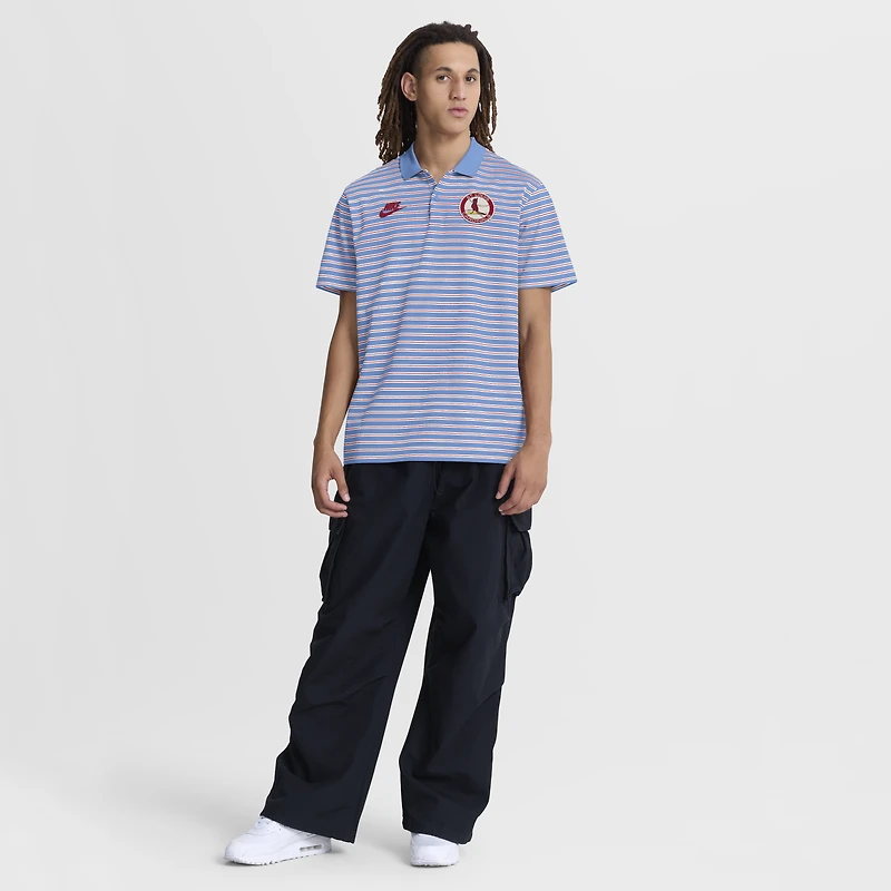 Polo rayé Nike bleu clair St. Louis Cardinals Cooperstown Collection Dri-FIT Victory pour homme