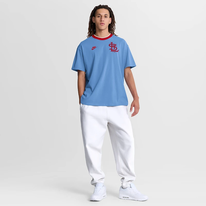 T-shirt à col rond Nike bleu clair pour homme, collection Cooperstown des Cardinals de Saint-Louis