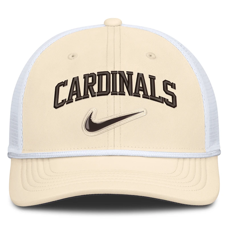 Casquette trucker ajustable Nike St. Louis Cardinals Rise Dri-FIT naturelle/blanche pour homme