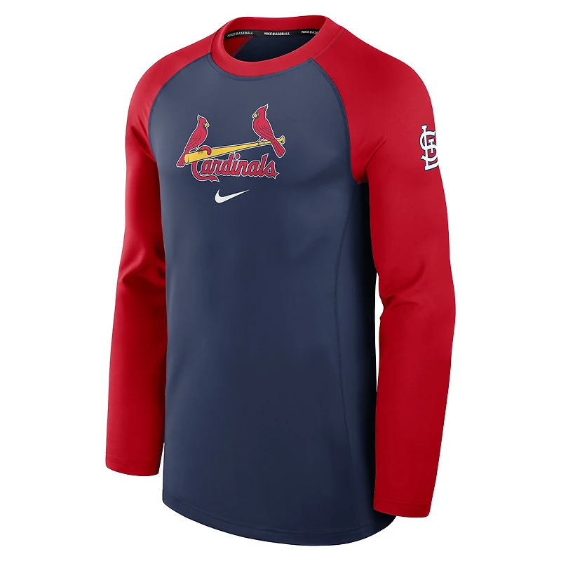 Men's Nike  Navy/Red St. Louis Cardinals Authentic Collection Game Time Raglan Performance Long Sleeve T-Shirt