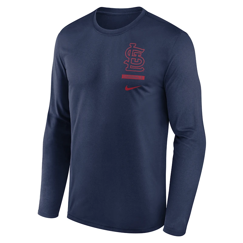 Men's Nike Navy St. Louis Cardinals 2-Hit Legend Dri-FIT Long Sleeve T-Shirt