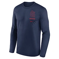 Men's Nike Navy St. Louis Cardinals 2-Hit Legend Dri-FIT Long Sleeve T-Shirt