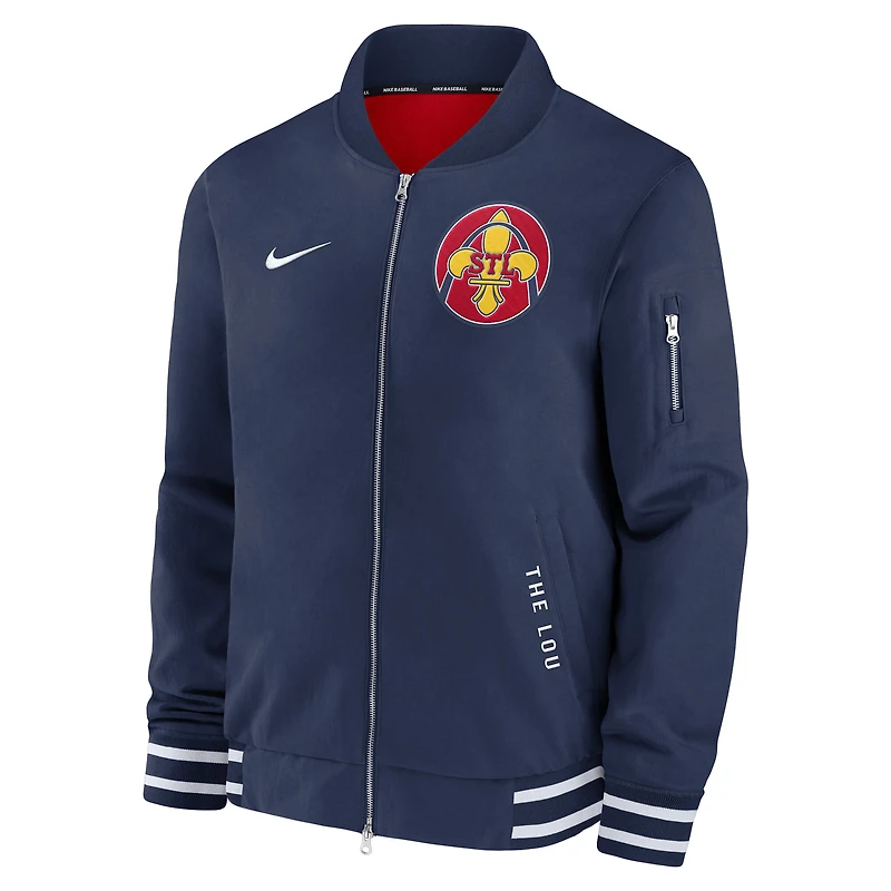 Veste aviateur Nike bleu marine St. Louis Cardinals Authentic Collection City Connect entièrement zippée pour homme