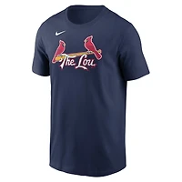 T-shirt Nike bleu marine pour homme, logo City Connect des Cardinals de Saint-Louis