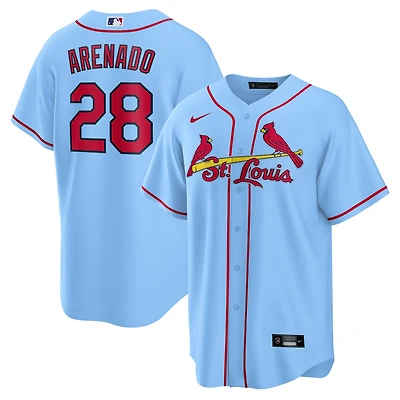 Maillot de joueur officiel alternatif Nike Nolan Arenado bleu clair des Cardinals St. Louis pour homme