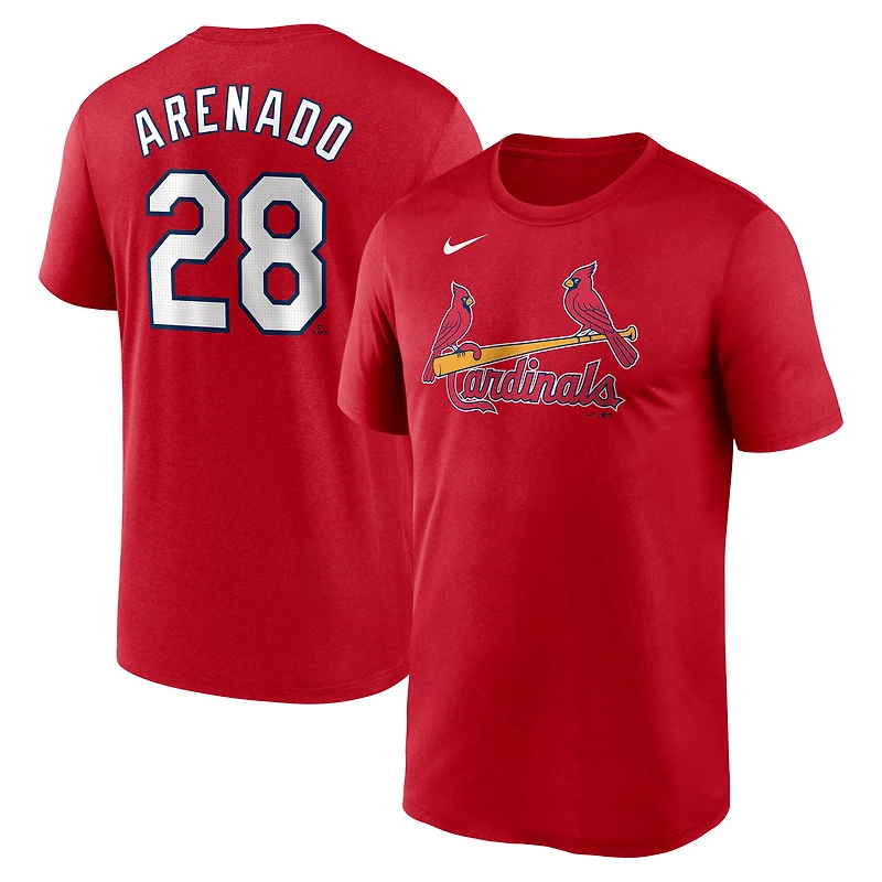 T-shirt Nike Nolan Arenado rouge pour homme, avec nom et numéro de légende des Cardinals Saint-Louis