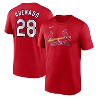 T-shirt Nike Nolan Arenado rouge pour homme, avec nom et numéro de légende des Cardinals Saint-Louis