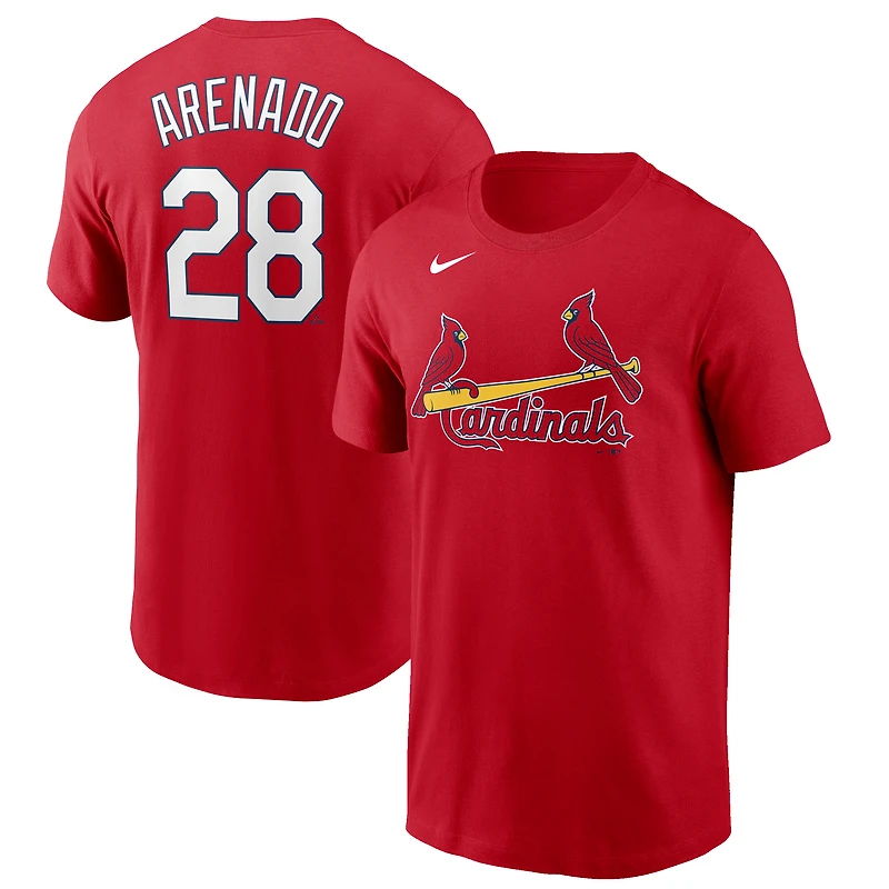 T-shirt Nike Nolan Arenado rouge avec nom et numéro des Cardinals de St. Louis pour hommes