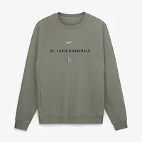 Sweat-shirt raglan Nike Dri-FIT pour homme, couleur olive, motif St. Louis Cardinals.