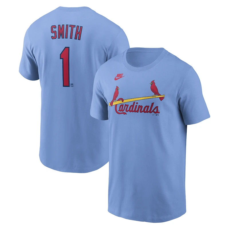 Men's Nike Ozzie Smith Light Blue St. Louis Cardinals Cooperstown Collection Name & Number T-Shirt