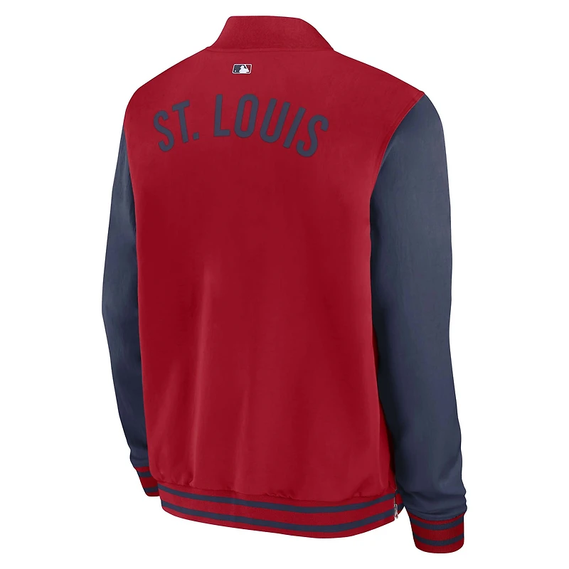 Men's Nike Red/Navy St. Louis Cardinals Authentic Collection Dugout Relaxed Full-Zip Bomber Jacket