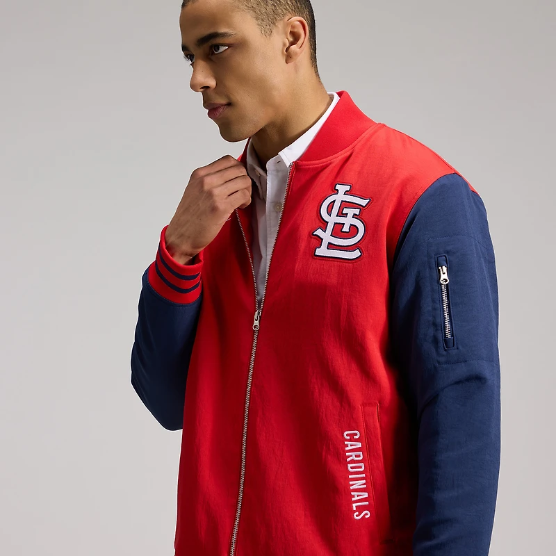 Men's Nike Red/Navy St. Louis Cardinals Authentic Collection Dugout Relaxed Full-Zip Bomber Jacket