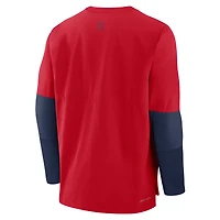 Haut à manches longues Nike Authentic Collection Player Performance pour homme, rouge/bleu marine, des Cardinals de St. Louis