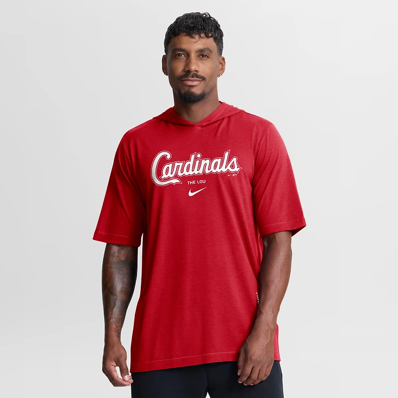 Men's Nike Red St. Louis Cardinals Arched Wordmark Tri-Blend Hooded T-Shirt