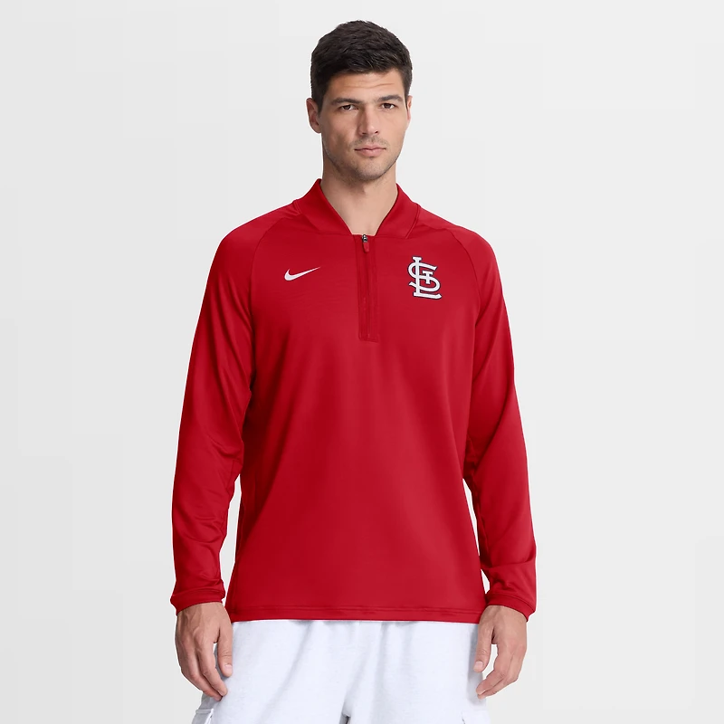 Men's Nike Red St. Louis Cardinals Authentic Collection Dri-FIT Raglan Half-Zip Pullover