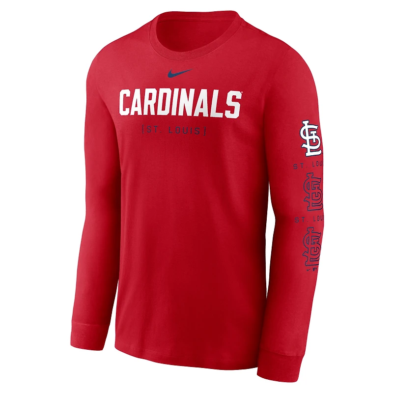 T-shirt Nike rouge à manches longues pour hommes des Cardinals de St. Louis Repeater