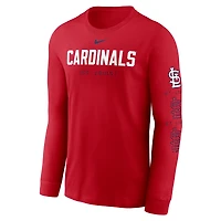 T-shirt Nike rouge à manches longues pour hommes des Cardinals de St. Louis Repeater