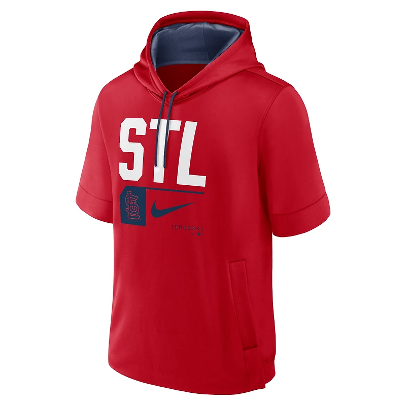 Men's Nike Red St. Louis Cardinals Tri-Code Lockup Short Sleeve Pullover Hoodie