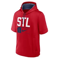 Men's Nike Red St. Louis Cardinals Tri-Code Lockup Short Sleeve Pullover Hoodie