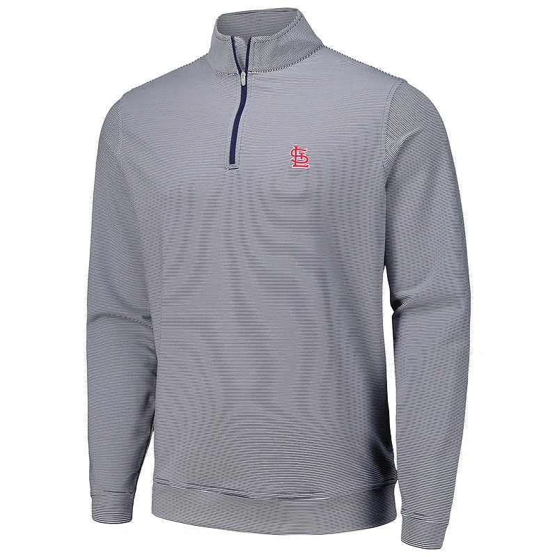 Haut à quart de zip Peter Millar Navy St. Louis Cardinals Perth Sugar Stripe Performance pour hommes