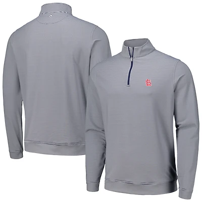 Haut à quart de zip Peter Millar Navy St. Louis Cardinals Perth Sugar Stripe Performance pour hommes