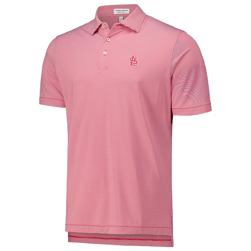 Polo rouge en jersey extensible à rayures Jubilee des Cardinals de St. Louis Peter Millar pour hommes