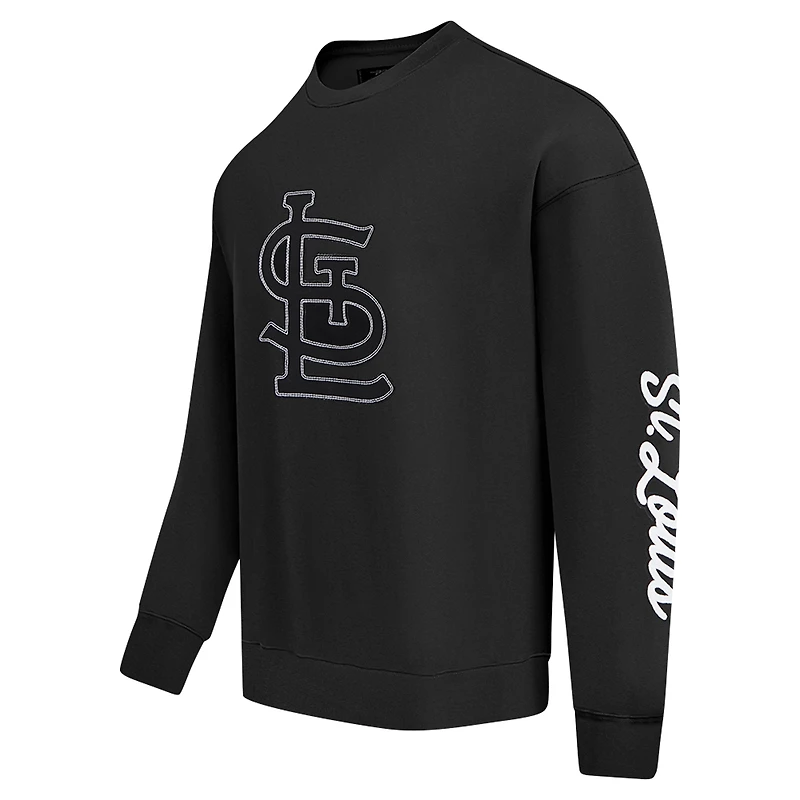 Men's Pro Standard Black St. Louis Cardinals Paint The City Dropped Shoulder Pullover Sweatshirt