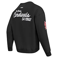 Men's Pro Standard Black St. Louis Cardinals Paint The City Dropped Shoulder Pullover Sweatshirt
