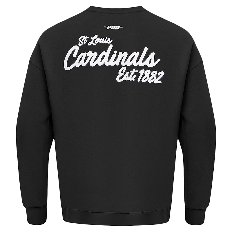 Men's Pro Standard Black St. Louis Cardinals Paint The City Dropped Shoulder Pullover Sweatshirt
