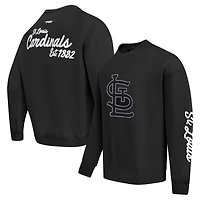 Men's Pro Standard Black St. Louis Cardinals Paint The City Dropped Shoulder Pullover Sweatshirt
