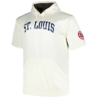 Men's Profile Oatmeal St. Louis Cardinals Big & Tall Contrast Short Sleeve Pullover Hoodie