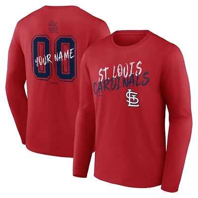 T-shirt à manches longues pour homme St. Louis Cardinals Hustle rouge, personnalisé avec nom et numéro