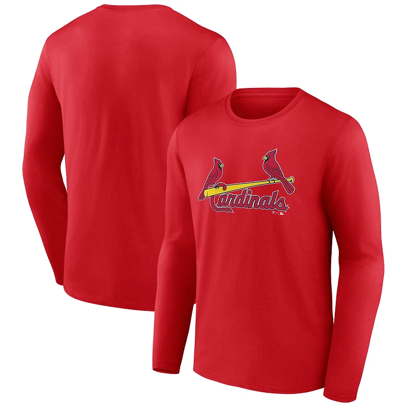 Men's Red St. Louis Cardinals Official Wordmark Long Sleeve T-Shirt