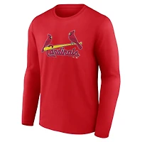 T-shirt à manches longues rouge pour homme avec logo officiel des Cardinals de Saint-Louis