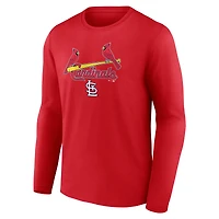 T-shirt rouge à manches longues Team Lockup des Cardinals de Saint-Louis pour homme
