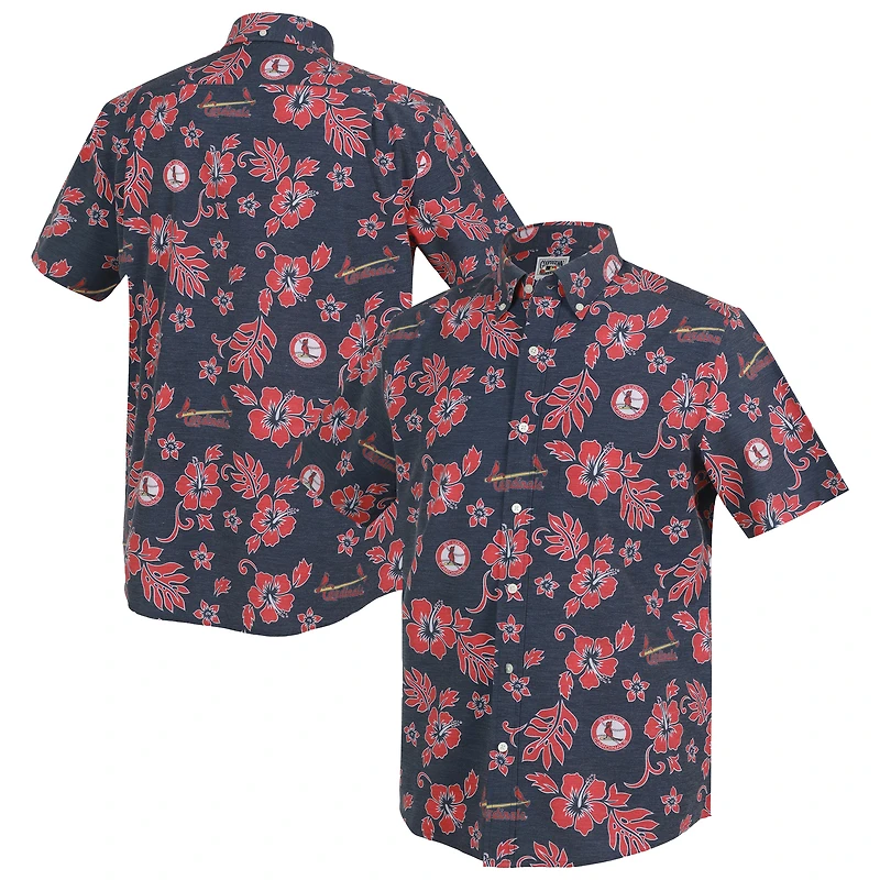 Men's Reyn Spooner Navy St. Louis Cardinals Cooperstown Kekai Performance Button-Down Tri-Blend Top