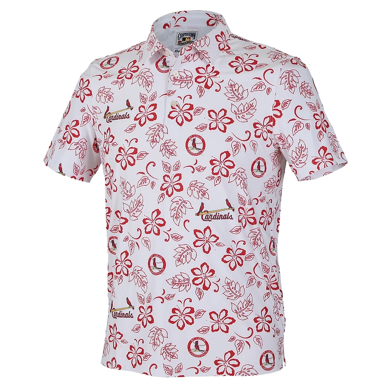Polo Performance Reyn Spooner blanc pour homme, collection Cooperstown, Cardinals de St. Louis