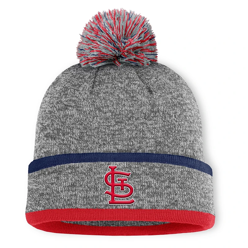 Bonnet en tricot à revers et pompon Fanatics pour homme des Cardinals de Saint-Louis, gris chiné