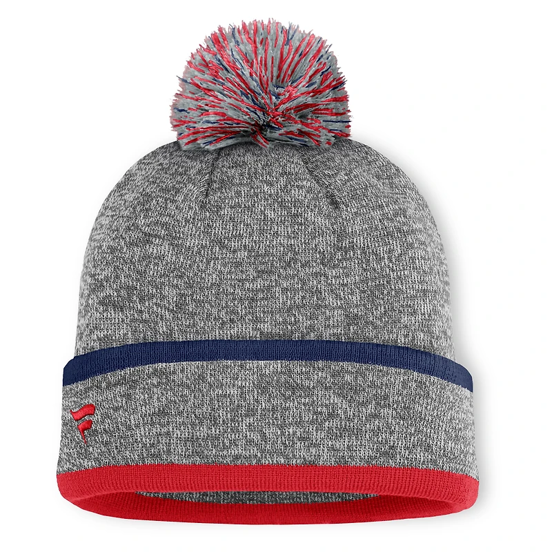 Bonnet en tricot à revers et pompon Fanatics pour homme des Cardinals de Saint-Louis, gris chiné