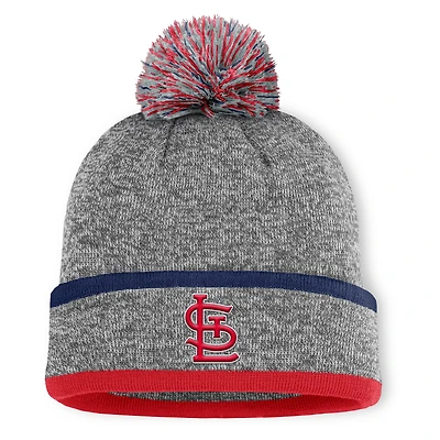 Bonnet en tricot à revers et pompon Fanatics pour homme des Cardinals de Saint-Louis, gris chiné