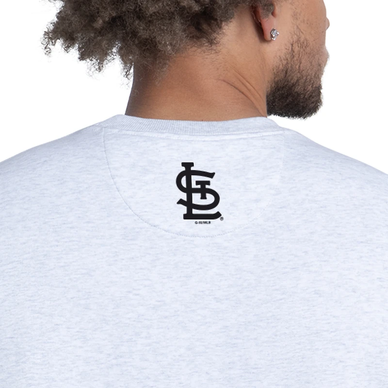 Sweat-shirt en molleton bleu glacier Starter pour homme, gris chiné, St. Louis Cardinals Face Off.
