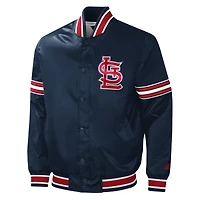 Men's Starter Navy St. Louis Cardinals Slider Satin Full-Snap Varsity Jacket