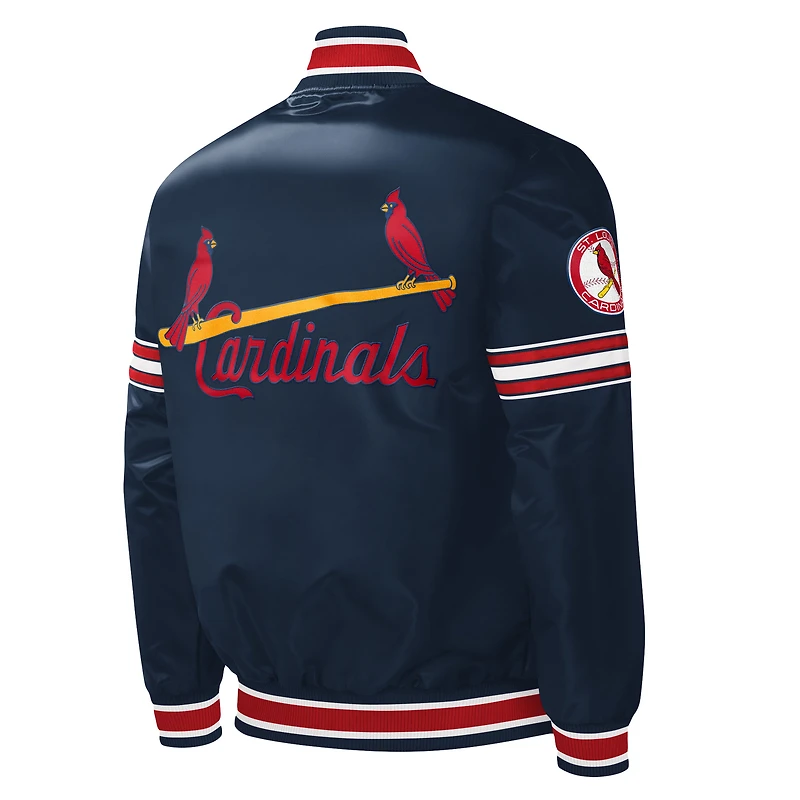 Veste universitaire Starter Navy St. Louis Cardinals Slider Satin Full-Snap Varsity pour homme