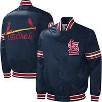 Veste universitaire à bouton-pression en satin Starter Navy St. Louis Cardinals pour hommes