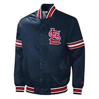Men's Starter Navy St. Louis Cardinals Slider Satin Full-Snap Varsity Jacket