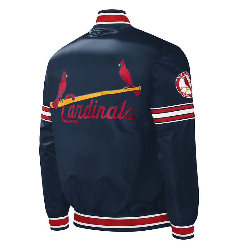 Veste universitaire à bouton-pression en satin Starter Navy St. Louis Cardinals pour hommes