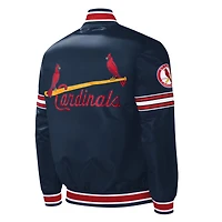 Veste universitaire à bouton-pression en satin Starter Navy St. Louis Cardinals pour hommes