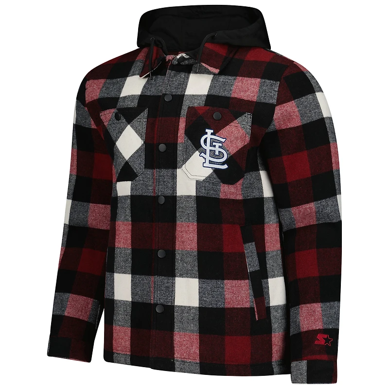 Men's Starter Red/Black St. Louis Cardinals Sherpa Full-Zip Hoodie Jacket