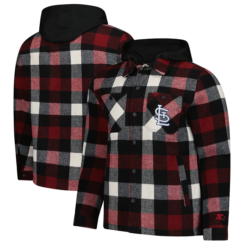 Veste à capuche zippée en sherpa rouge/noir pour homme des Cardinals de St. Louis