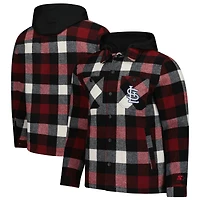 Veste à capuche zippée en sherpa rouge/noir pour homme des Cardinals de St. Louis